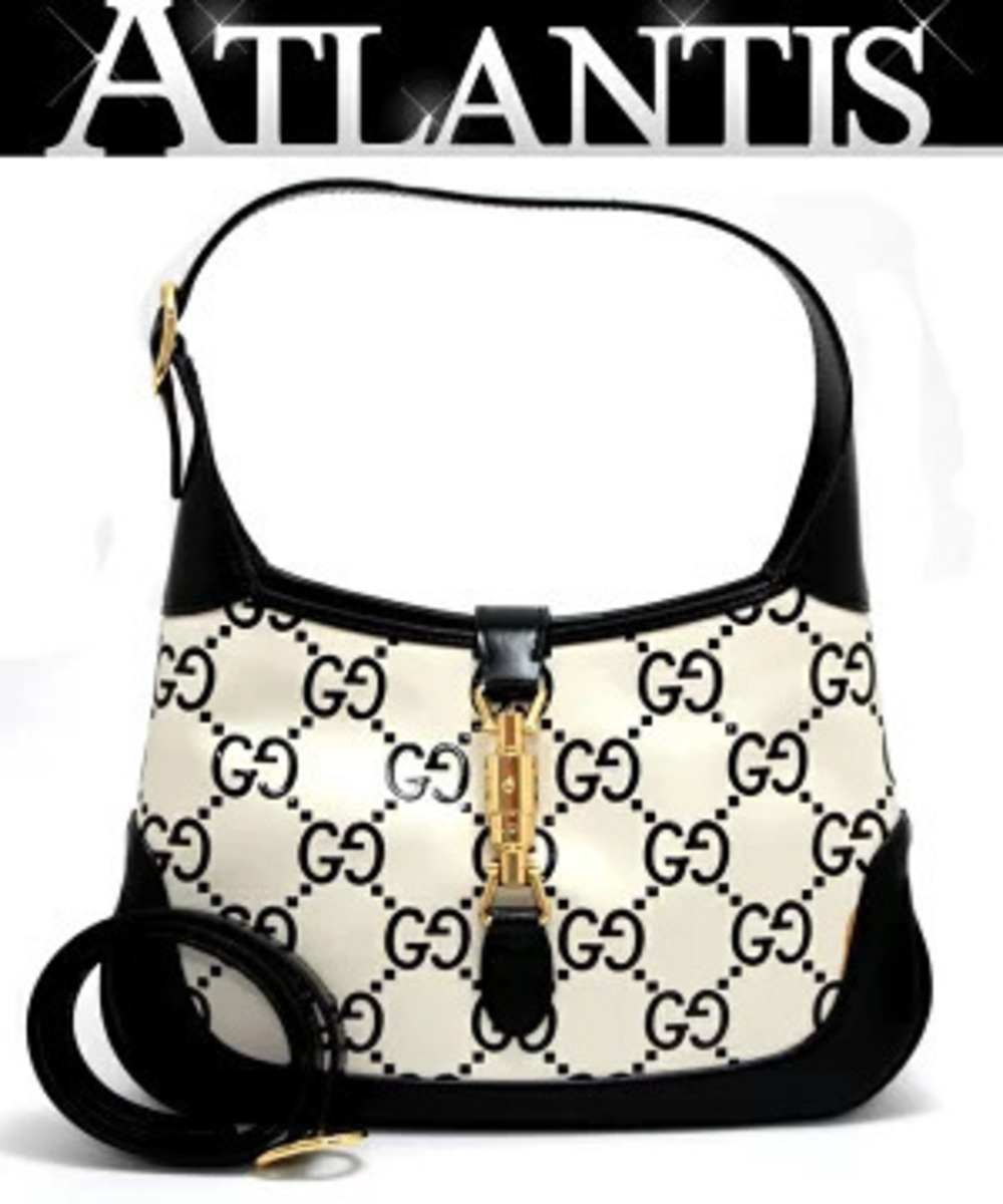 Gucci Jackie Hobo Shoulder Bag White x Black Leather